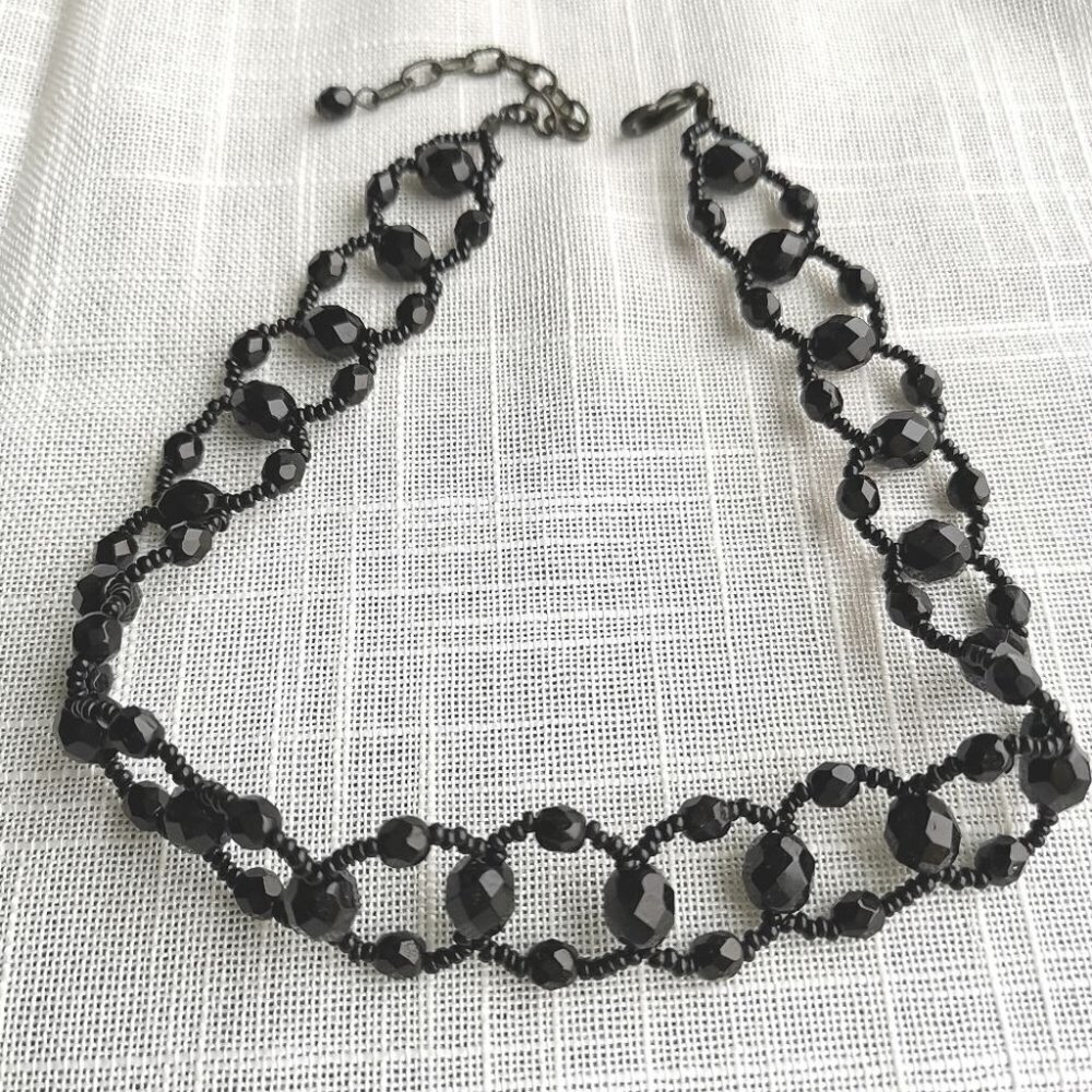 New Jet Black Crystal Choker Necklace - Picture 2 of 2